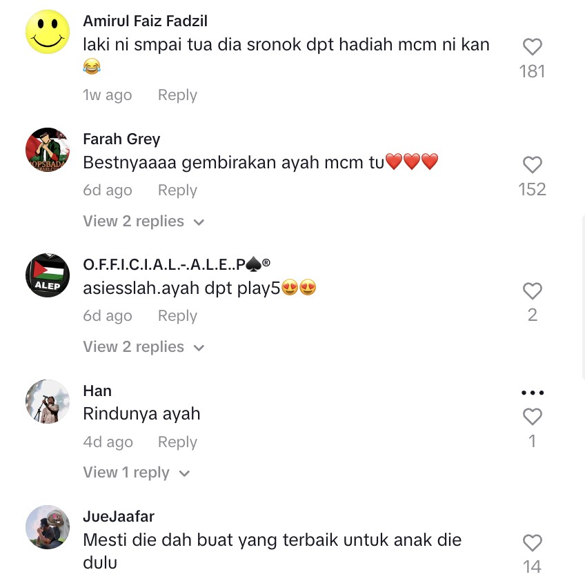 Bapa terharu anak buat kejutan